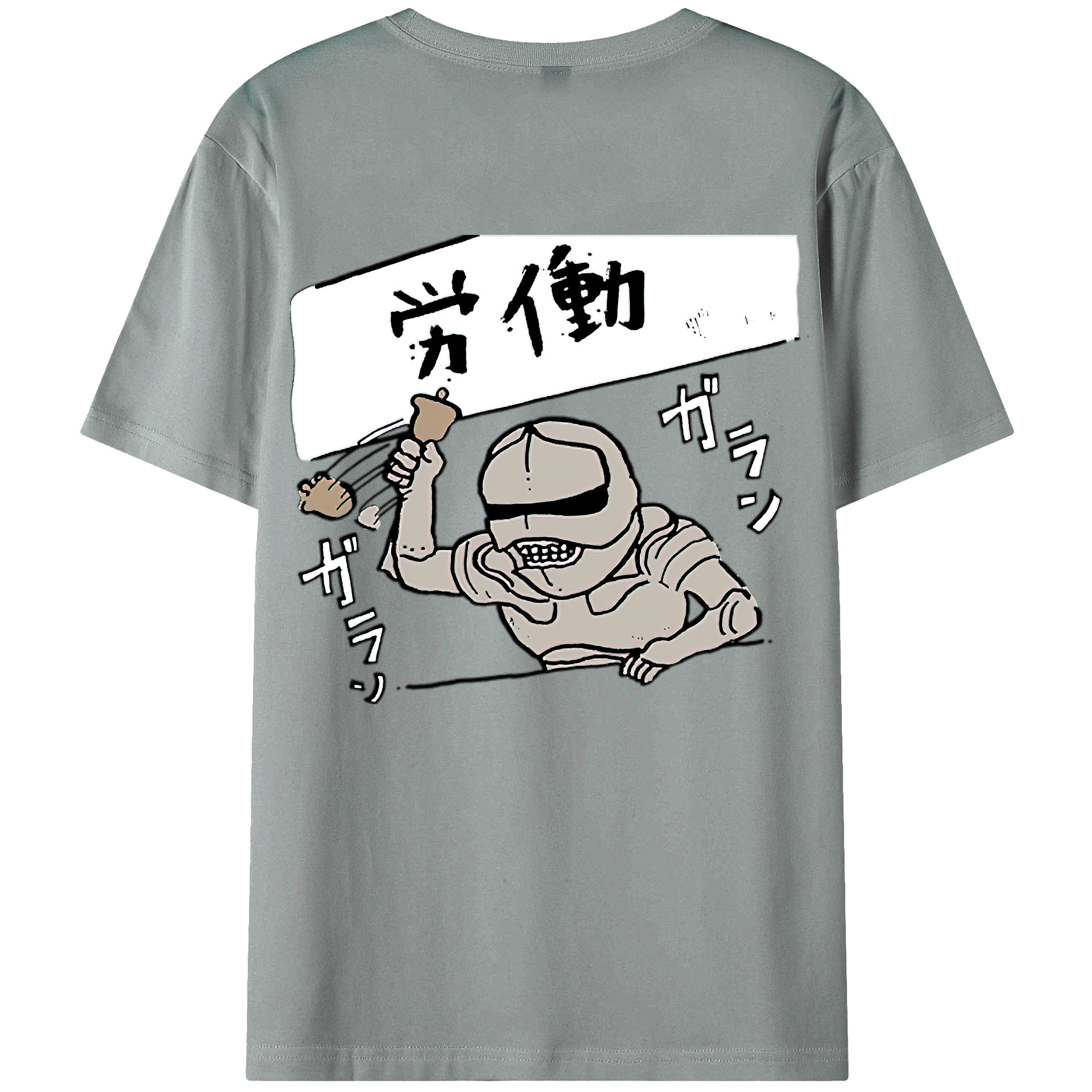 （画像用） ちいかわ 労働の鎧さん Chii-kawa Mr. Armor of Labor 綿100％ メンズ半袖Tシャツ（バックプリント） 通気性